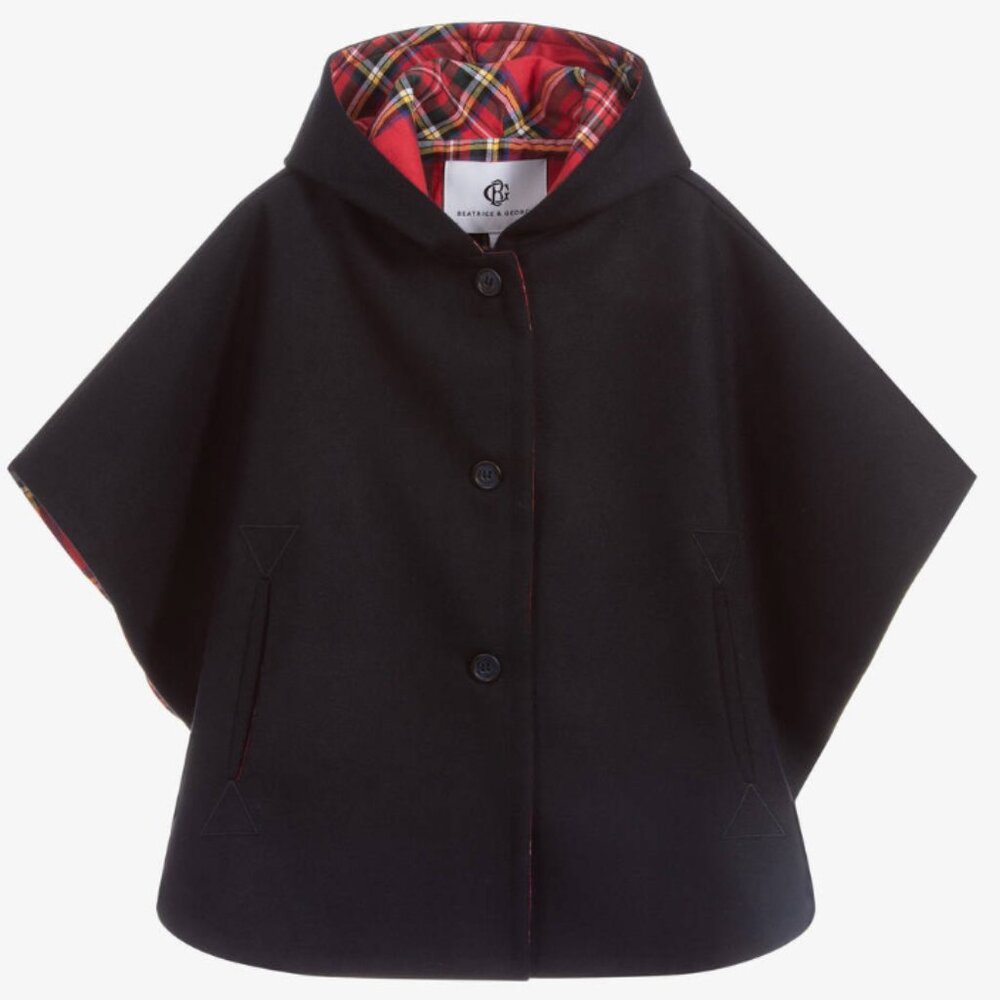 Beatrice & George Girls Navy Blue Felted Cape